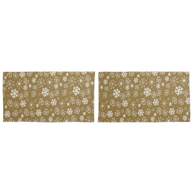 Snowflake Blizzard With Golden Background Pillowcase (Front-Set)