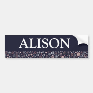 Snowflake blue and pink gold white xmas add name bumper sticker
