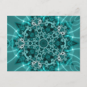 Snowflake   Blue and White Fractal Art Postcard