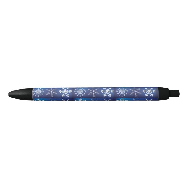 Snowflake Blue Black Ink Pen (Front)