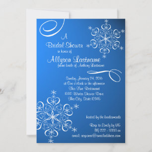 Snowflake Blue Bridal Shower Invitation