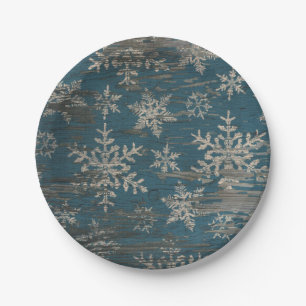 snowflake Blue Christmas Holiday Winter Plates