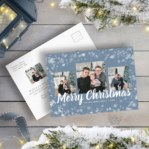 Snowflake Blue Christmas Postcard