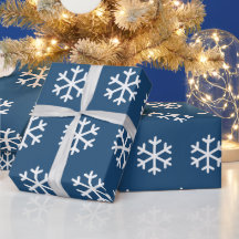 Snowflake Blue Christmas Wrapping Paper