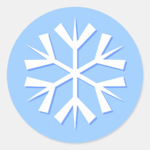 Snowflake, Blue Classic Round Sticker