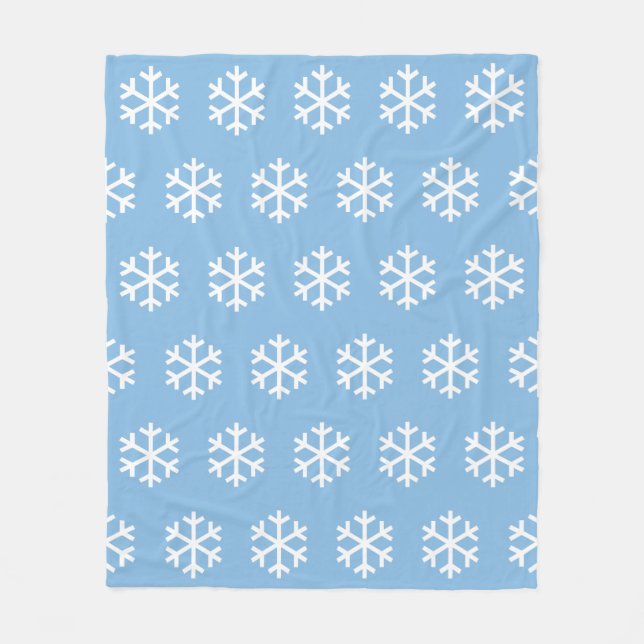 Snowflake Blue Fleece Blanket (Front)