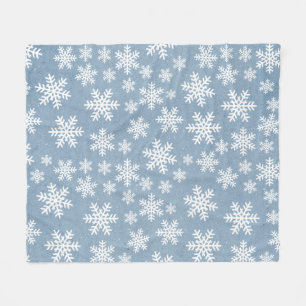Snowflake Blue Holiday Winter Snow Pattern  Fleece