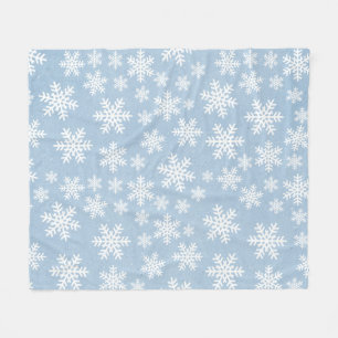 Snowflake Blue Holiday Winter Snow Pattern Fleece Blanket