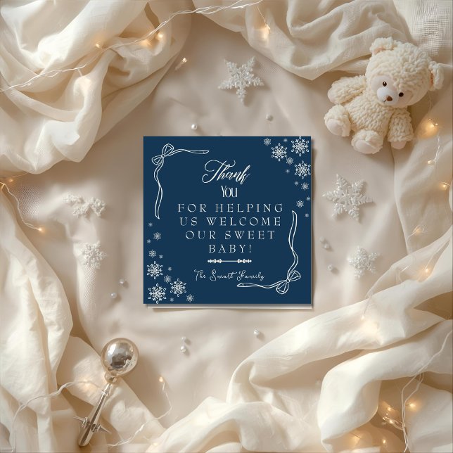 Snowflake Blue  Labour & Delivery NICU Hospital   Thank You Card (Snowflake Blue Labor & Delivery NICU Hospital Thank You Card)