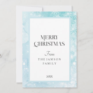 Snowflake Blue Merry Christmas Card