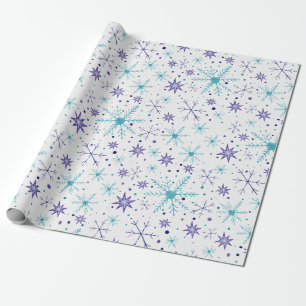 Snowflake Blue & Purple Gift Wrapping Paper