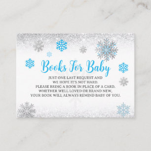 Snowflake Blue & Silver Baby Shower Book Request Enclosure Card