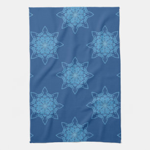Snowflake Blue Tea Towel