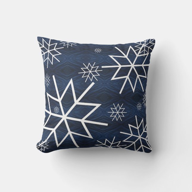 Snowflake Blue &white Christmas decorative Cushion (Front)