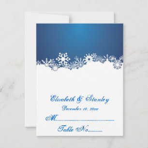 Snowflake blue winter wedding place card
