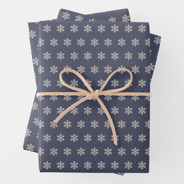 Snowflake Blue Wrapping Paper Sheet (In situ)