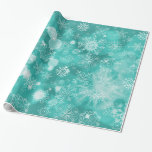 Snowflake Bokeh Teal Wrapping Paper<br><div class="desc">Pretty wrapping paper features a frosted snowflake fantasy design in Teal and white with bokeh effects.</div>