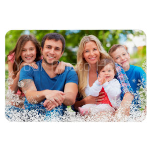 Snowflake Border Holiday Photo Magnet