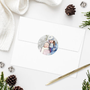 Snowflake Border Holiday Photo Sticker