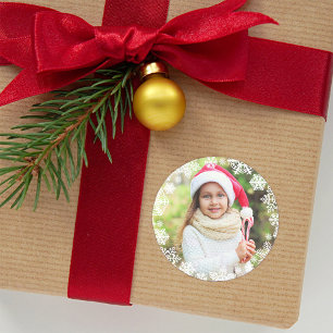 Snowflake Border Holiday Photo Sticker