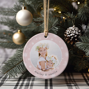 Snowflake Border   Photo Ceramic Tree Decoration