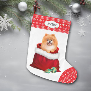 Snowflake Border Pomeranian Gift Surprise Large Christmas Stocking
