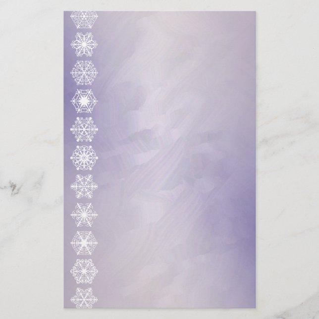 Snowflake Border Purple Foil Holiday Stationery (Front)