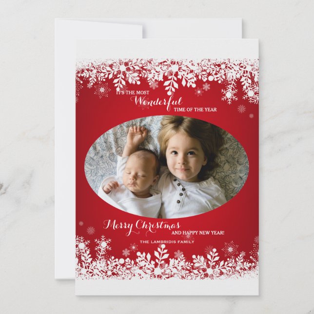 Snowflake Borders Photo Holiday Card (Front)