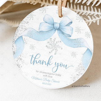 Snowflake Bow baby shower Favour Tags