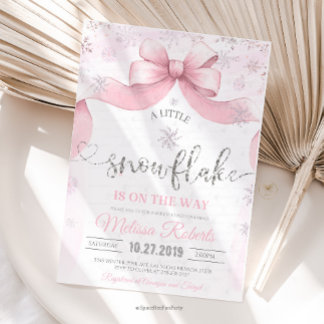 Snowflake Bow baby shower Invitation