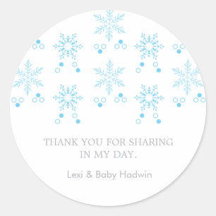 Snowflake Boy Baby Shower Favour Sticker