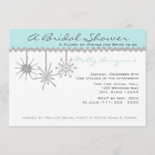 Snowflake Bridal Shower Ice Blue Invitation