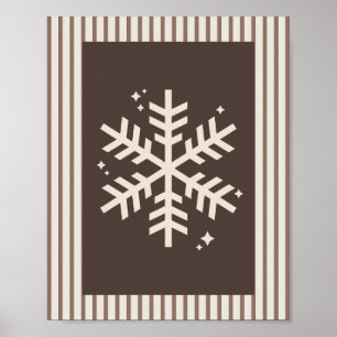 Snowflake Brown Striped Poster