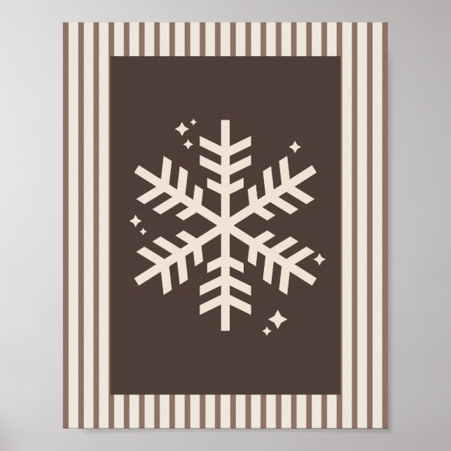 Snowflake Brown Striped Poster (Front)