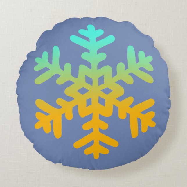 Snowflake Brushed Polyester Round throw cushion (Front)