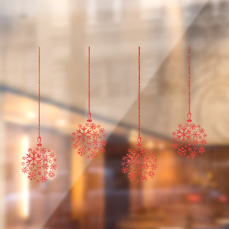Snowflake bulbs red_ pack of 4 window cling