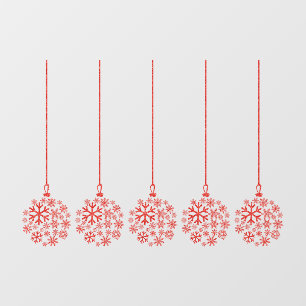 Snowflake bulbs red_ pack of five window cling