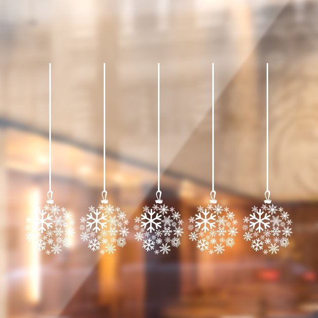 Snowflake bulbs white_ pack of five window cling (Sheet 2)
