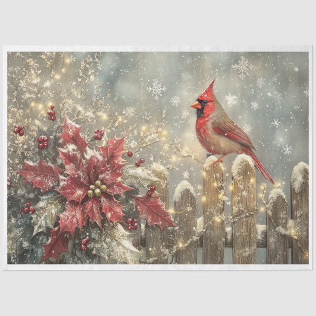 Snowflake Cardinal Tissue Paper (Front)