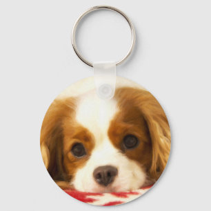 Snowflake Cavalier King Charles Spaniel Key Ring