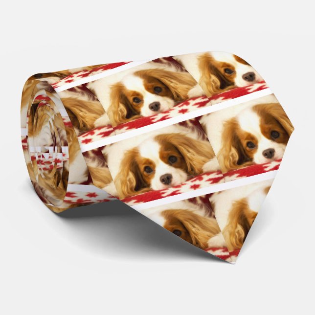 Snowflake Cavalier King Charles Spaniel Tie (Rolled)