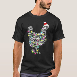 Snowflake Chicken Christmas Santa Hat Chicken Love T-Shirt