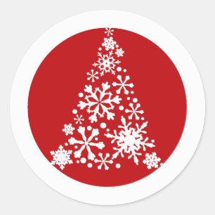 Snowflake Christimas Tree Classic Round Sticker