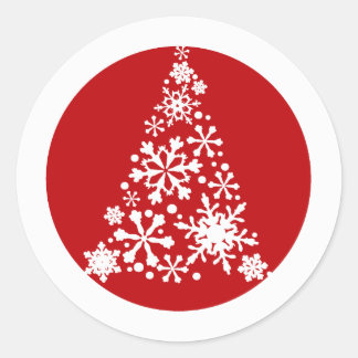 Snowflake Christimas Tree Classic Round Sticker