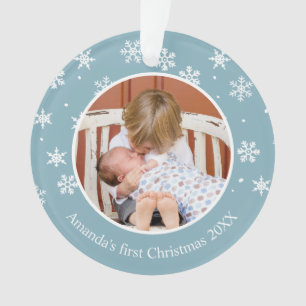 Snowflake Christmas 2 Photo Custom Ornament