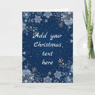 Snowflake Christmas Card White and Blue 