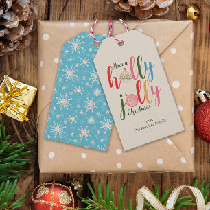 Snowflake Christmas Colourful Typography Classic Gift Tags