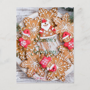 snowflake Christmas cookies Holiday Postcard