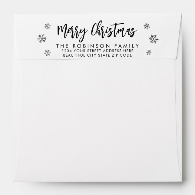Snowflake Christmas Family Return Address Envelope (Back (Top Flap))