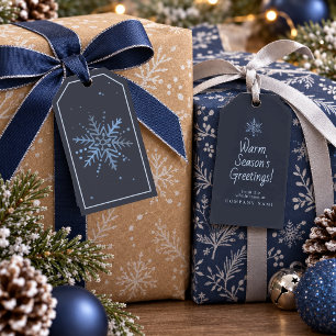 Snowflake & Christmas Greeting Sky Blue ID1334 Gift Tags